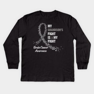 My Grandsons Fight My Fight Brain Cancer Awareness Kids Long Sleeve T-Shirt